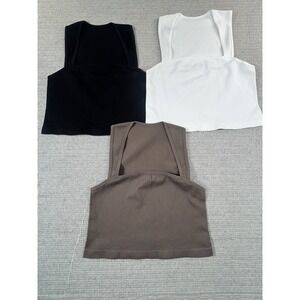 QQQ womens 3 Piece Tank Top Ribbed‎ Seamless Workout Size L Multicolor
